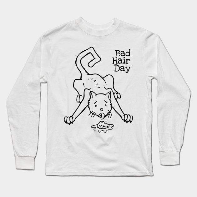 Rude Cat Puking Bad Hair Day Rude Cats Fan Long Sleeve T-Shirt by atomguy